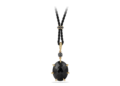 Black Gold Plated Black CZ Studded Oval Cut Pendant